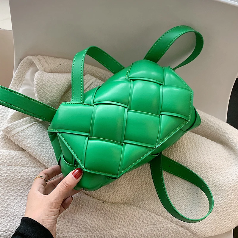 

Small Green Woven Square Tote 2021 Fashion High-quality PU Leather Women's Designer Handbag Luxury Shoulder Crossbody Bag Bolsos