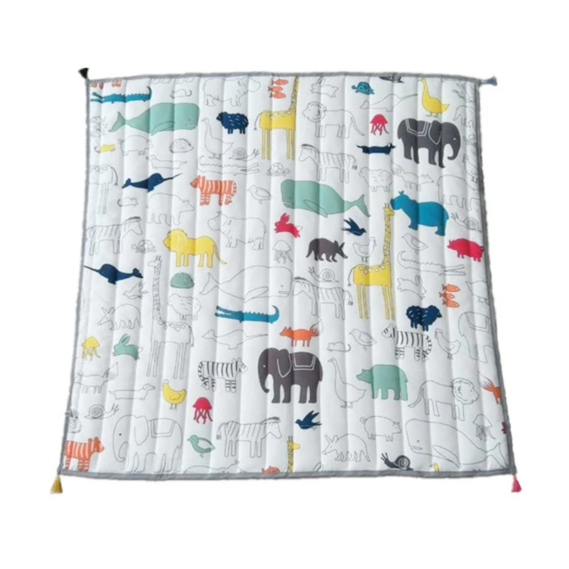 

120x120cm Cartoon DIY Graffiti Pure Cotton Kids Baby Play Mat Crawling Blanket Q6PD