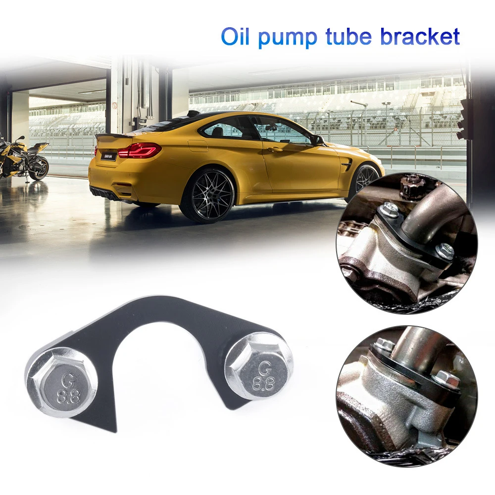 

Car Oil Pump Pickup Girdle Bracket Stainless Steel Tube Pipe Brace Hold Down with 2 Bolts for GM LS1 LS2 LS3 Engine Car Oil Pump