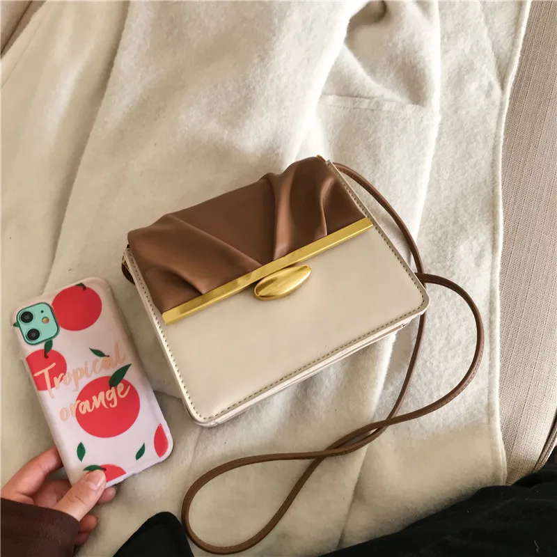 Новинка 2020 модные женские кожаные сумки дамские Лоскутные через плечо с рюшами