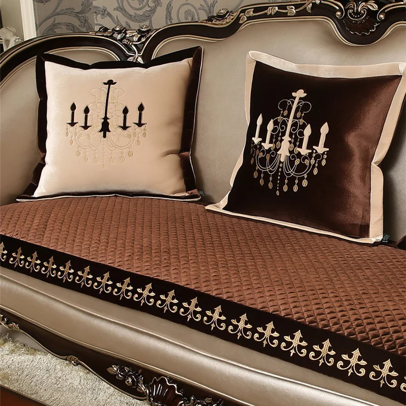 Роскошное плюшевое покрывало в европейском стиле однотонное вышитое полотенце