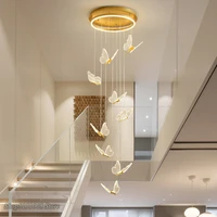modern stair chandeliers acrylic butterfly shape hanging lamp nordic ceiling duplex living room dining room led chandelier decor
