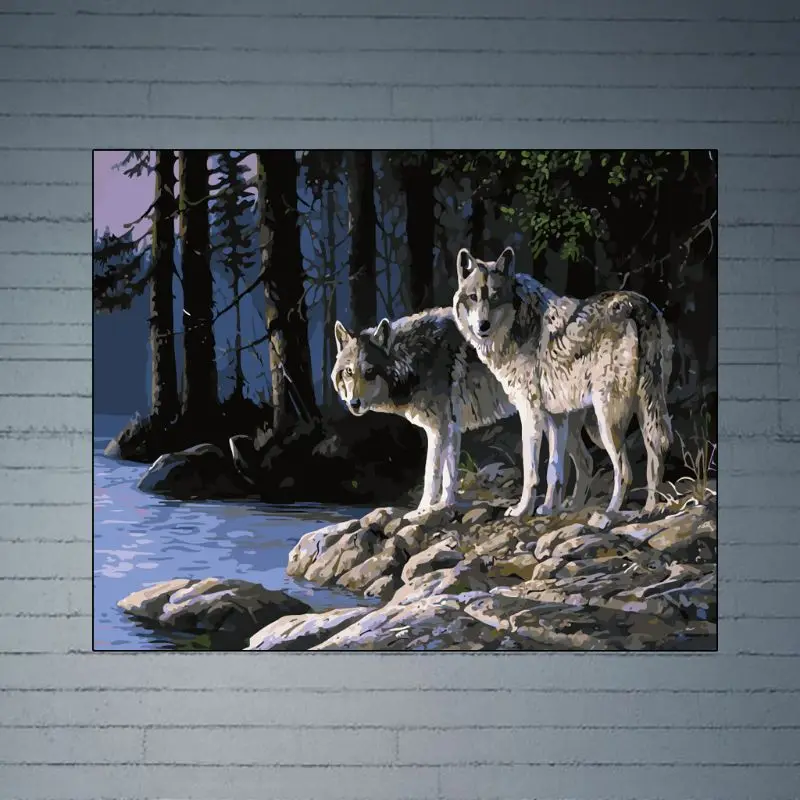 

Frameless Wolf Frameless DIY Digital Oil Painting By Numbers Canvas Wall Picture Decor Art Wall Artwork for Adults Beginner