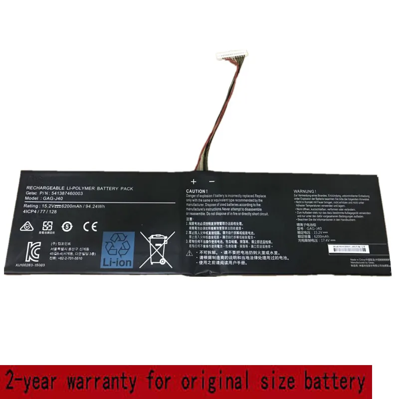 

15.2V 94.24Wh 6200mAh GAG-J40 541387460003 Battery For Gigabyte Aero14 V7 14-W-CF2 14-P64WV6 14 P64Wv7-De325Tb