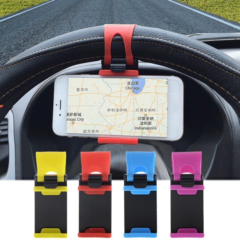 

New Professional Car Phone Holder Mounted On Steering Wheel Cradle Smart Mobile Phone Clip Mount Holder For IPhone 7 Plus Xiaomi