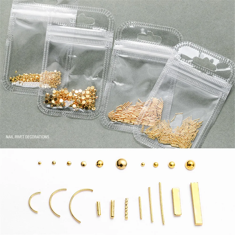 1 сумка 200-500 шт. золотая линия ногтей шпильки для Запчасти украшение звезды круг