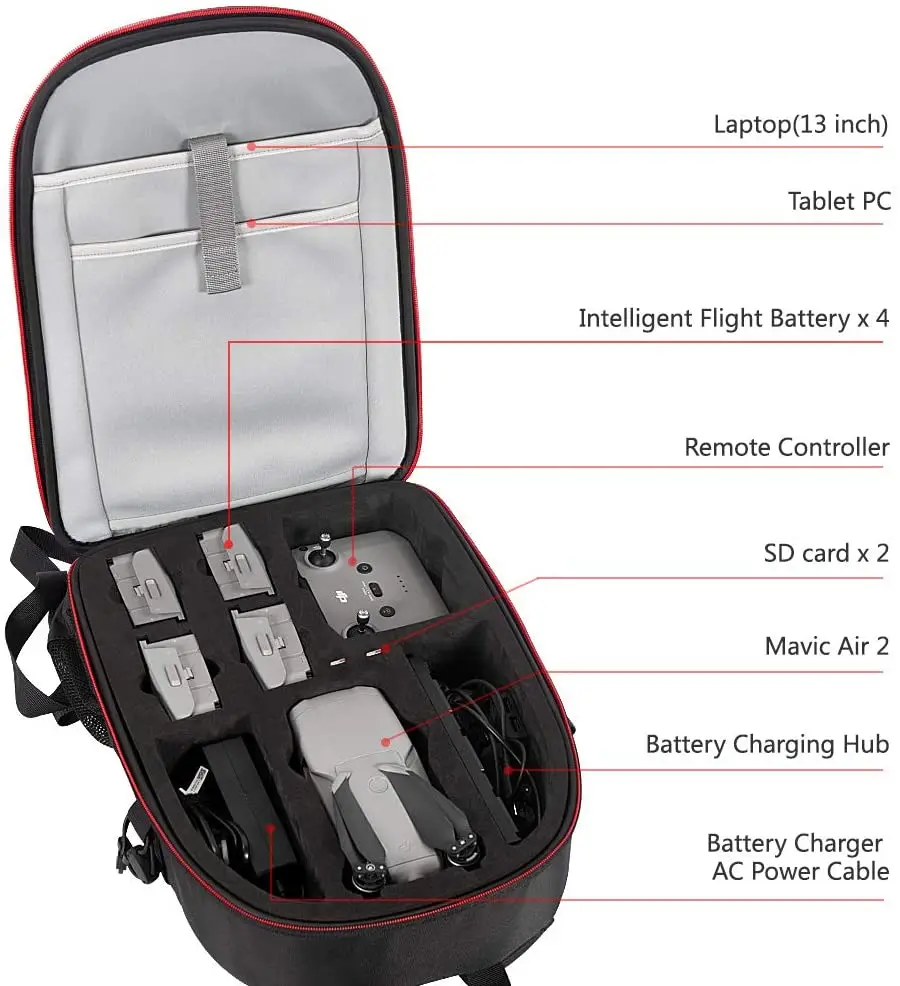 Рюкзак Smatree для дрона DJI Mavic Air 2/GoPro Hero 7/6/5/5 серия/Hero Section пульта дистанционного