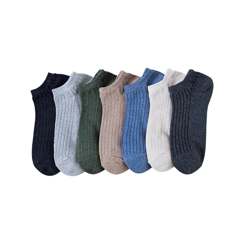 

1Pair Unisex Short Socks Comfortable Stripe Pattern Breathable Cotton College Style Pure Color Sock