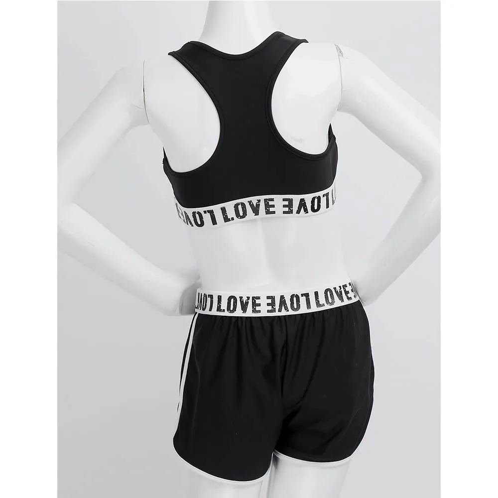 Детская танцевальная одежда для девочек из двух предметов с буквенным принтом