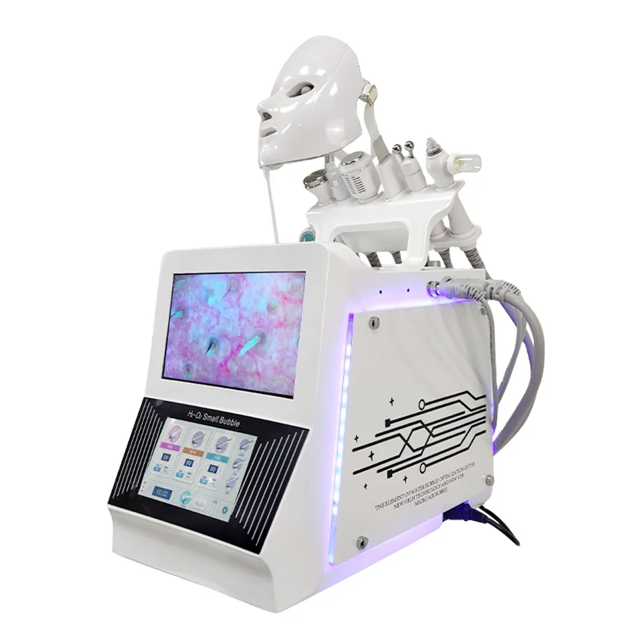 

Face skin rejuvenation RF + LED mask + skin analysis aqua peel facial machine