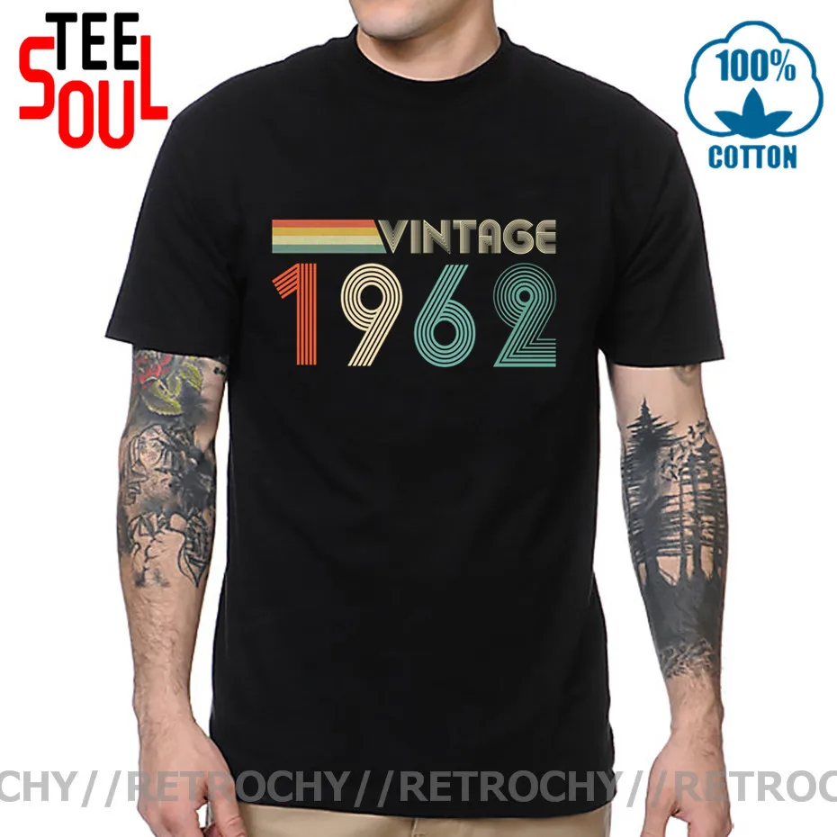 

Винтажная Футболка 1962, футболка в стиле ретро, сделано в 1962 году, футболка с надписью «Легенда рождены в 1962 году рождения», футболка на День о...