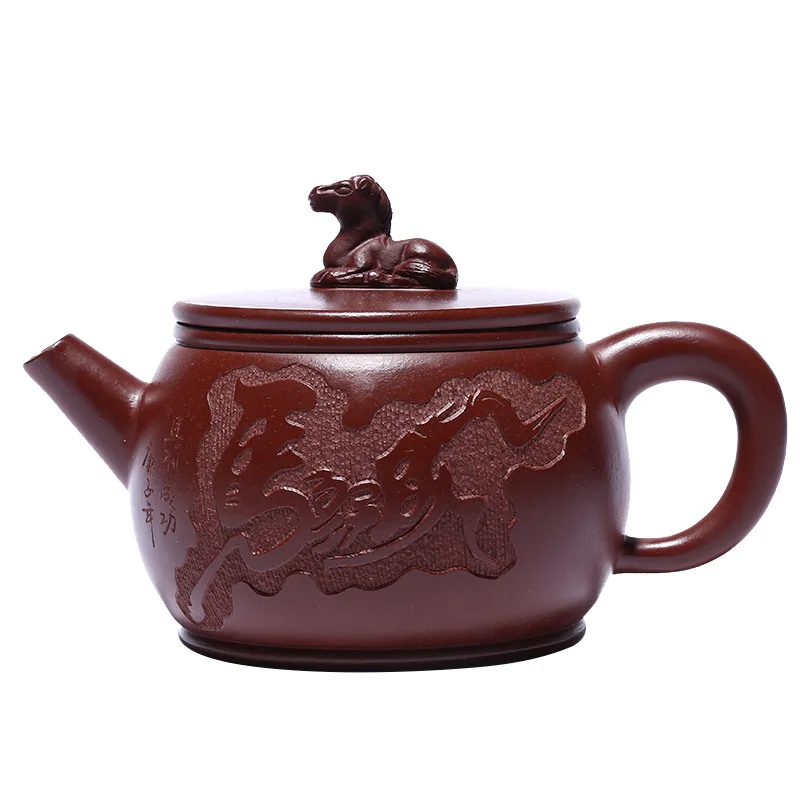 

Yixing purple clay teapot famous hand carved mazaochenggong teapot