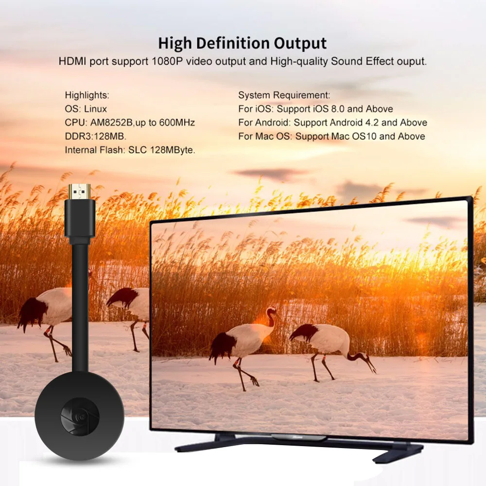 Приемник Mira Screen G2 TV Stick 1080P Wi Fi дисплей экран зеркальный ТВ ключ поддержка Miracast HD