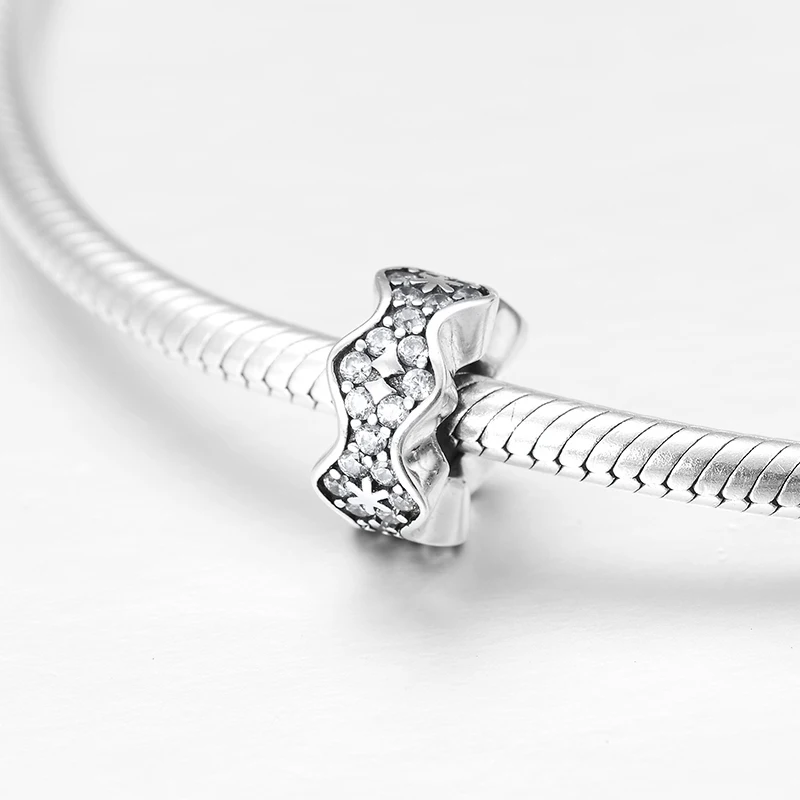 Бусины разделители из серебра 925 пробы с фианитами для изготовления ювелирных