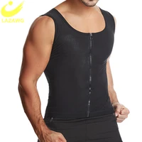 lazawg mens sauna sweat suits body shaper slimming tank tops gym waist trainer corsets fitness vest fat burner corset shirt