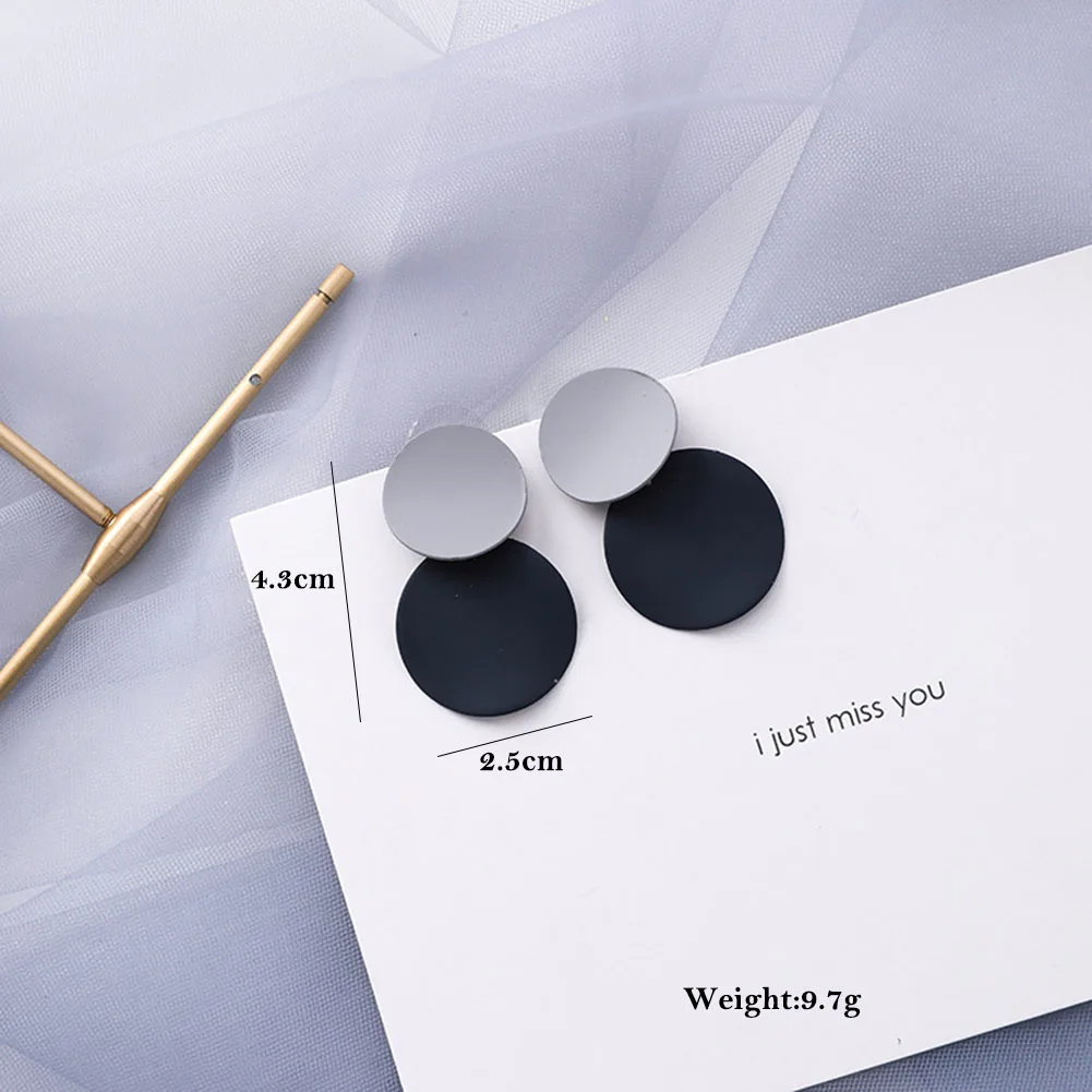 

Korean Blue Green Black Geometric Acrylic Irregular Hollow Circle Square Dangle Drop Earrings for Women Metal Party Boho Jewelry