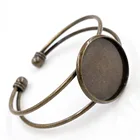 Высокое качество 25 мм бронзовое покрытие Браслет База Браслет пустые результаты лоток Безель установка кабошон камея (L6-03)