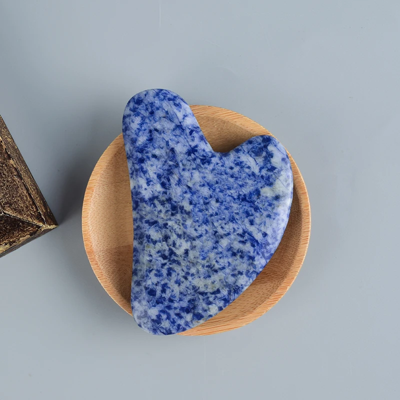 Натуральный Sodalite уход за кожей лица гуаша скребок кристалл камень массаж для Fce