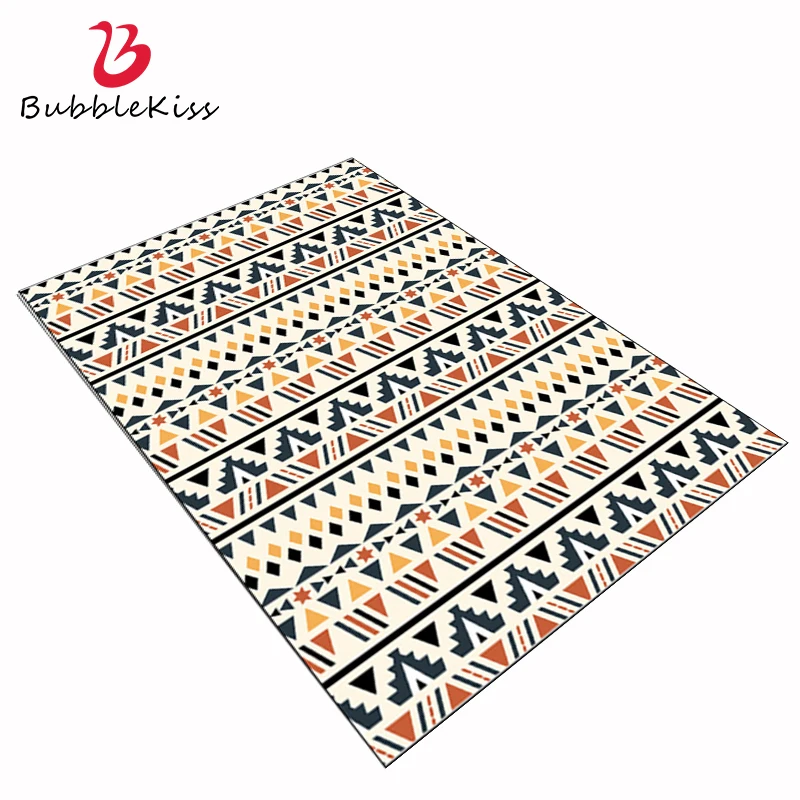 

Bubble Kiss Geometric Carpets For Living Room Orange Striped Floor Mats Soft Home Bedroom Decoration Ethnic Style Area Rug
