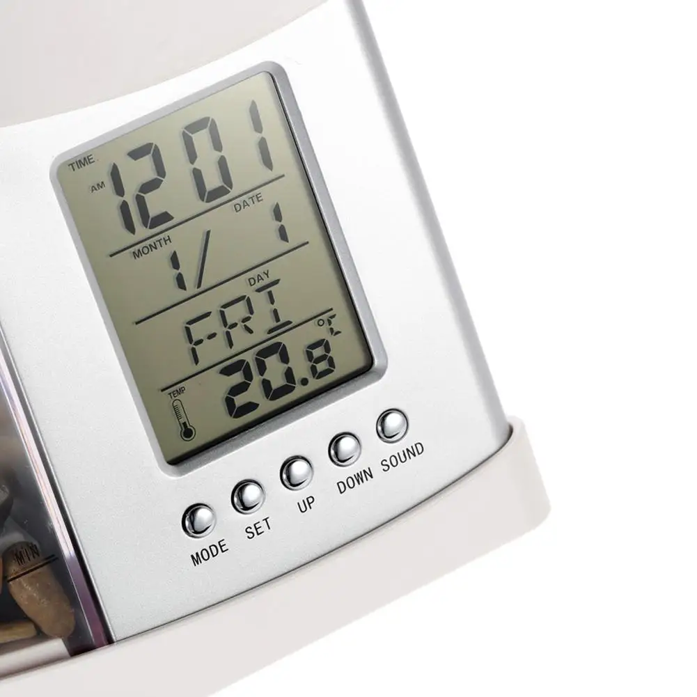 USB мини аквариум со светодиодной лампой светильник ЖК часы с календарем экран