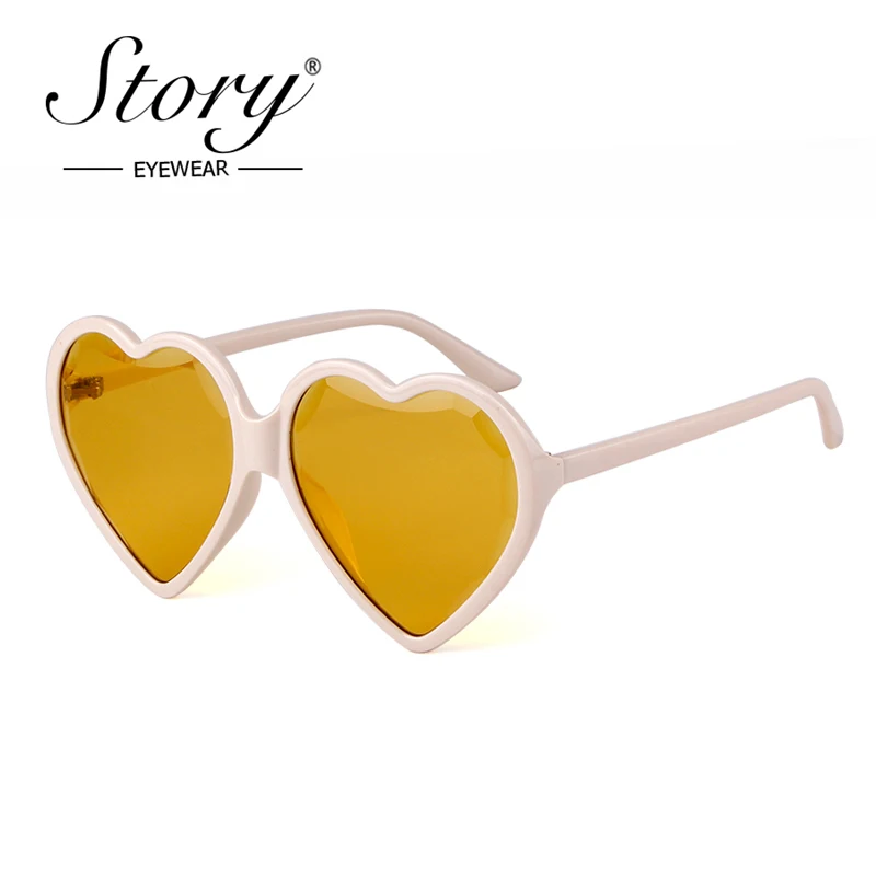 История 2018 Модные солнцезащитные очки в форме сердца женские винтажные Ретро