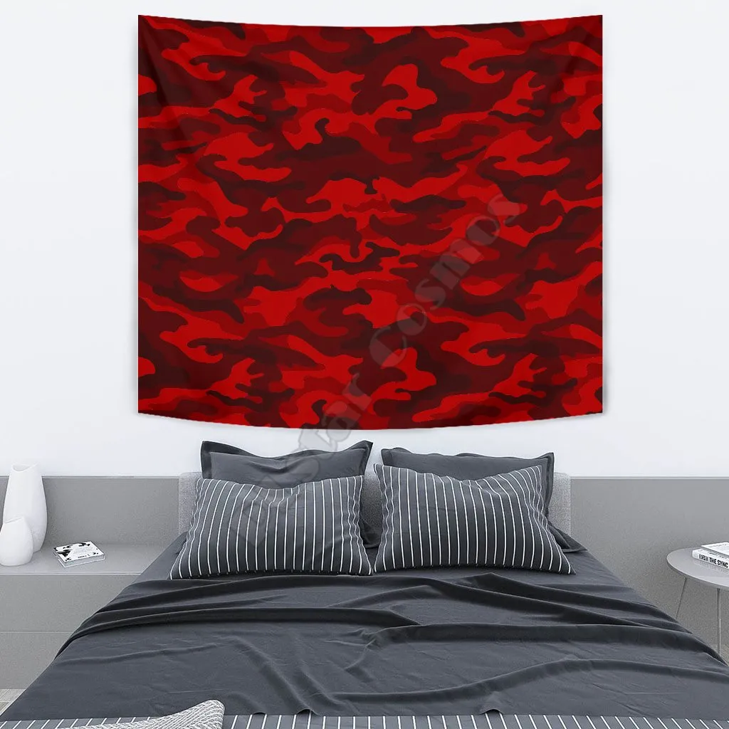 

RED CAMOUFLAGE WALL TAPESTRY 3D Printed Tapestrying Rectangular Home Decor Wall Hanging