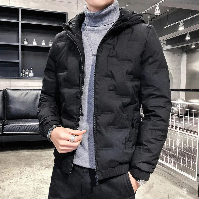 

Autumn and Winter Lightweight Channel Cloth Down Coats Outerwear Korean Style Fashion Youth Slim Hooded Parka Warm Puffer Jacket