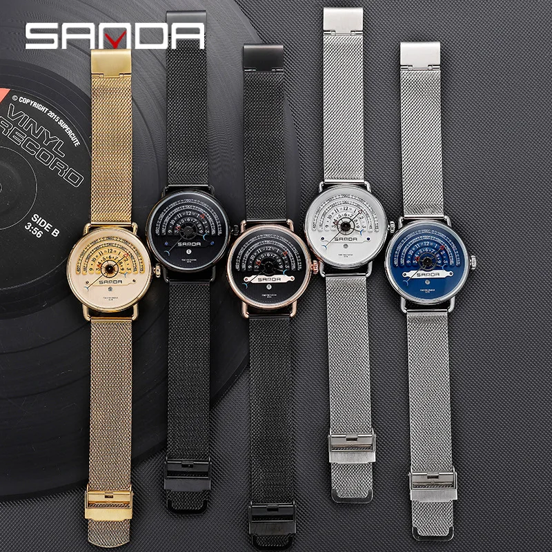 Часы Sanda Мужские кварцевые с большим поворотным механизмом модные креативные