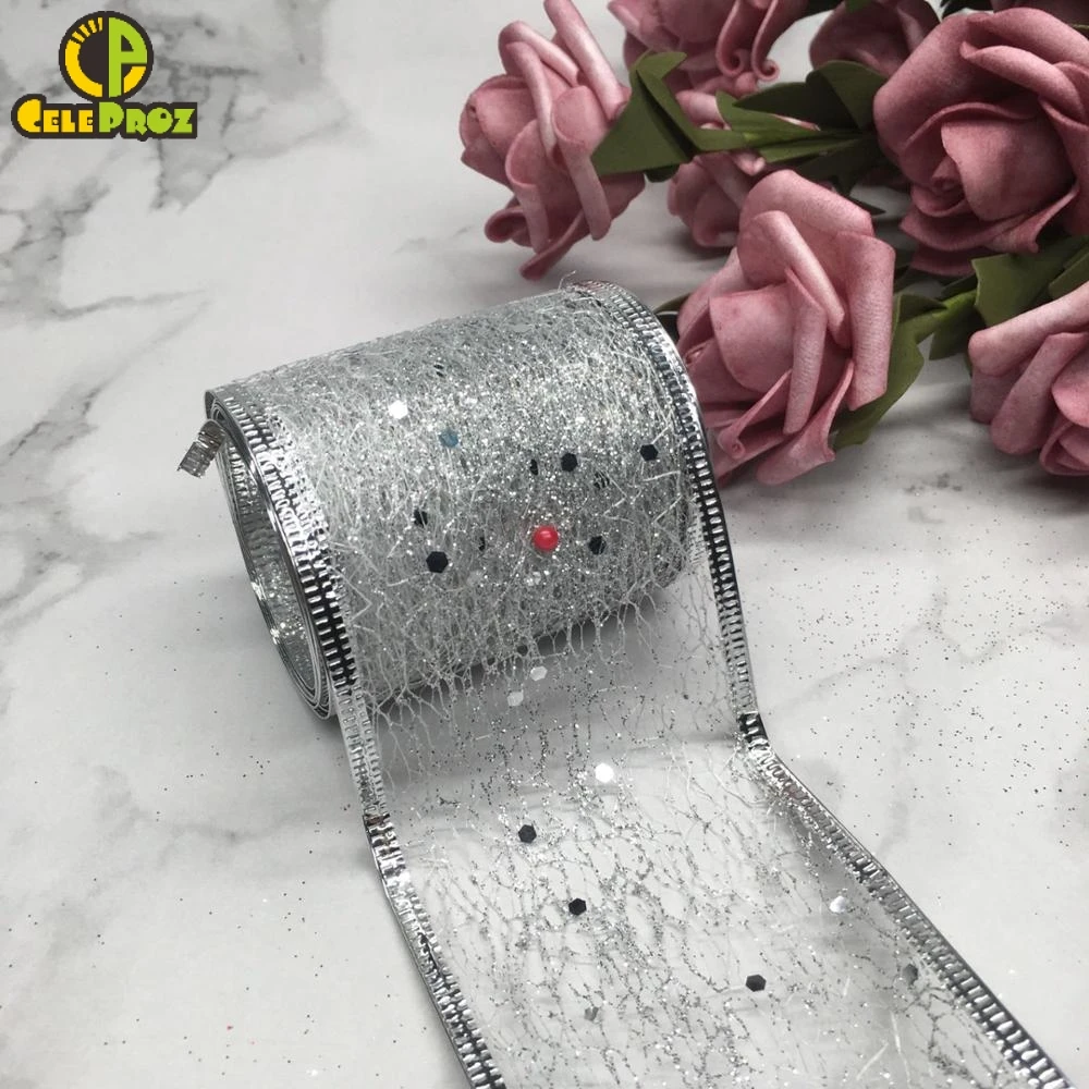 2 м Блестящая лента блестящая органза тюль рулон DIY Рождественский бантик орнамент материал ручной работы DIY аксессуары для бантов поставка