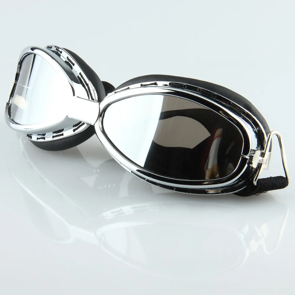 Серебряный винтажный Пилот шлем очки крейсер мотоциклетные кафе гонщик