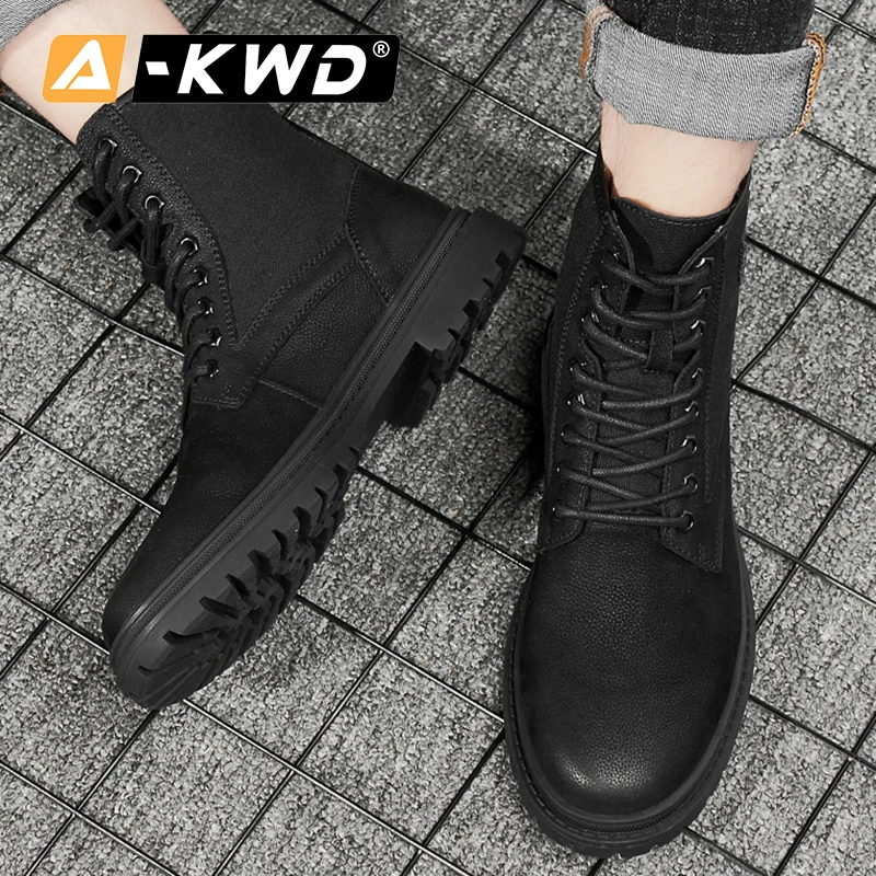 Мужские ботинки из натуральной кожи зимние теплые модные мужские Montante Homme новые