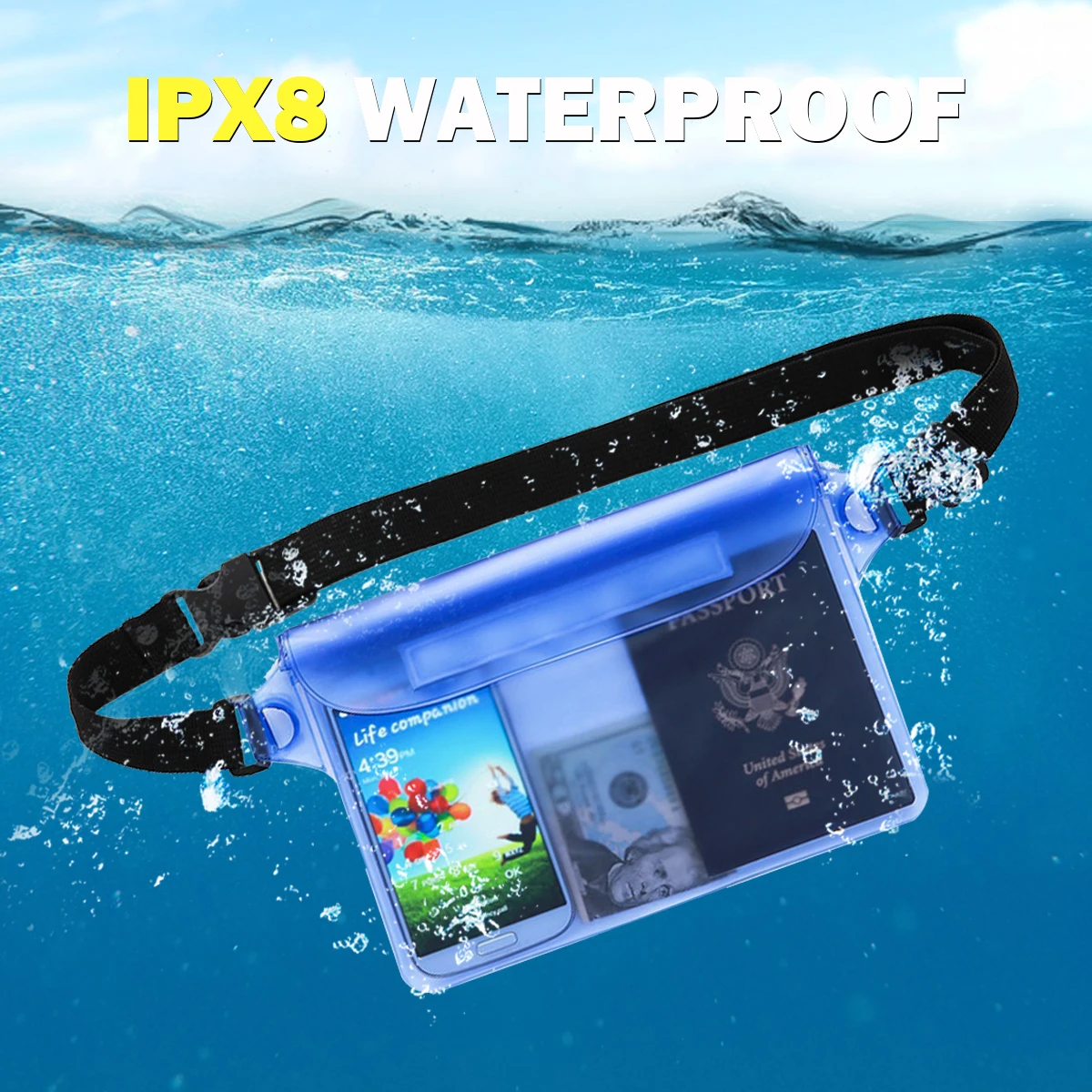 

Waterproof Swimming Bag Sealing Drift Diving Beach Waist Bag Dry Underwater Shoulder Storage Bag Case Pouch Cover for Smartphone