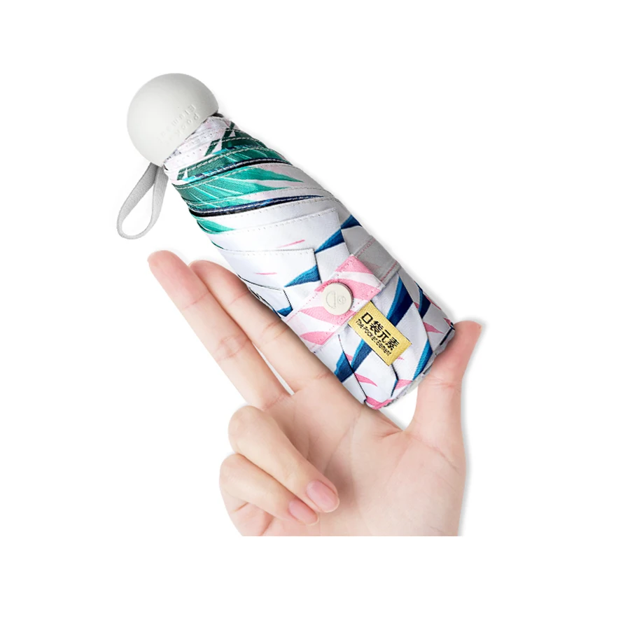 Летний зонтик мини карманный лист анти-УФ девочка белый милый прозрачный