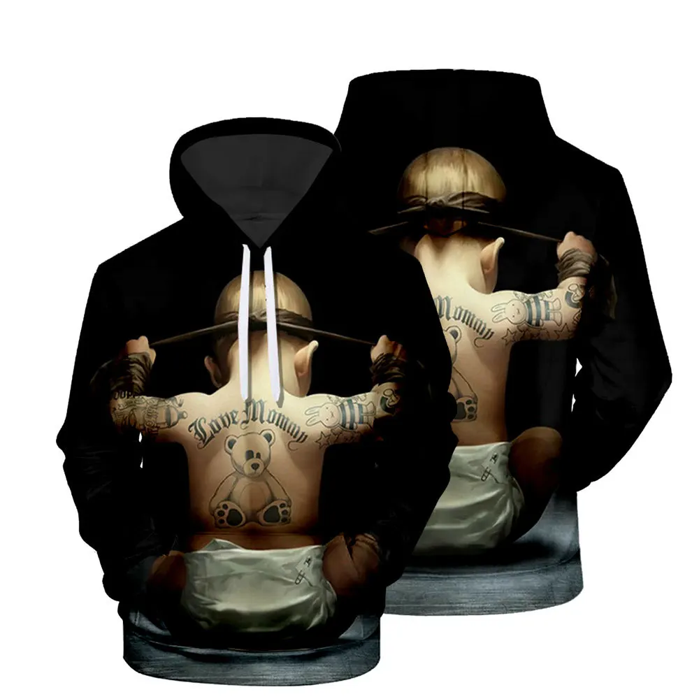 

Men'S 3D Funny Hip-Hop Character Digital Print Casual Pullover Couple Style
