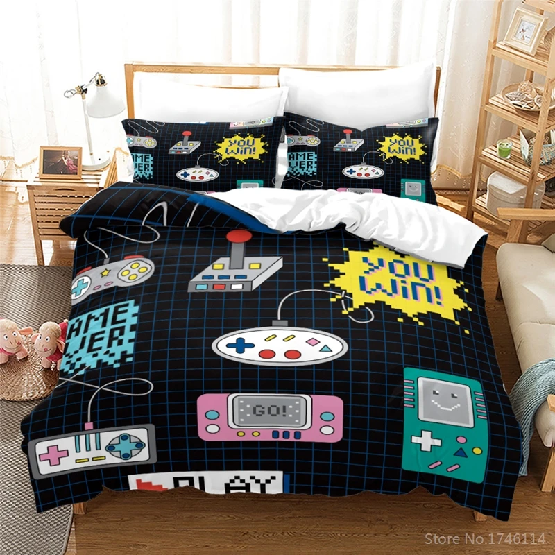 

2/3Pcs Game Gamepad 3D Cartoon Duvet Cover with Pillowcase Set Twin Full Queen King Size Bedding Set Soft Bed Linens Bedclothes