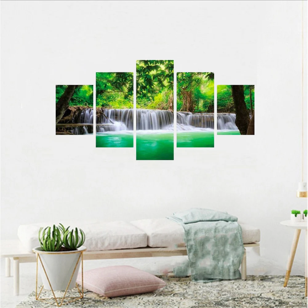 Картина триптиха для алмазной вышивки водопад природа стразы 5 панелей/набор