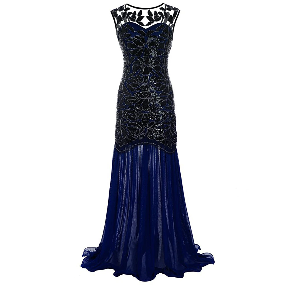 Женское длинное платье с блестками и бусинами винтажное Коктейльное Платье