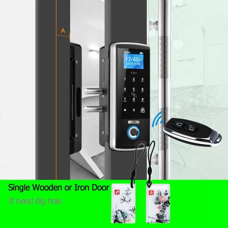Smart Door Fingerprint Lock Electronic Digital Gate Opener Electric RFID Biometric finger print security Glass Password Card