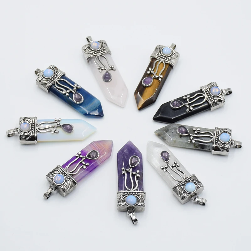 Натуральный драгоценный камень подвески в форме меча для ожерелье маятники