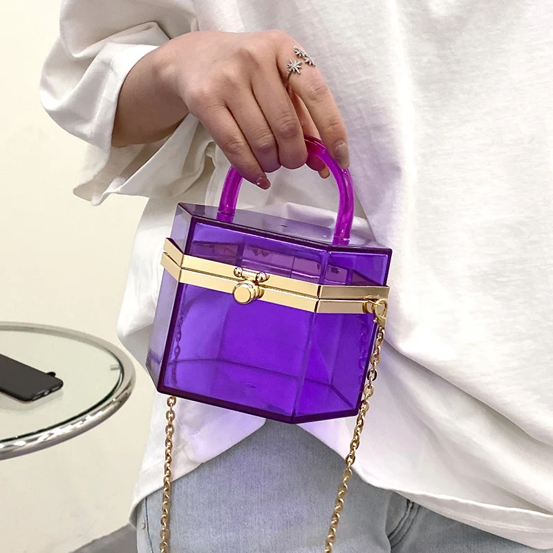 Fashion Clear Acrylic Women's Handbag Designer Transparent Clutch Evening Party Bags for Women 2021 Female Women's Bag Purses