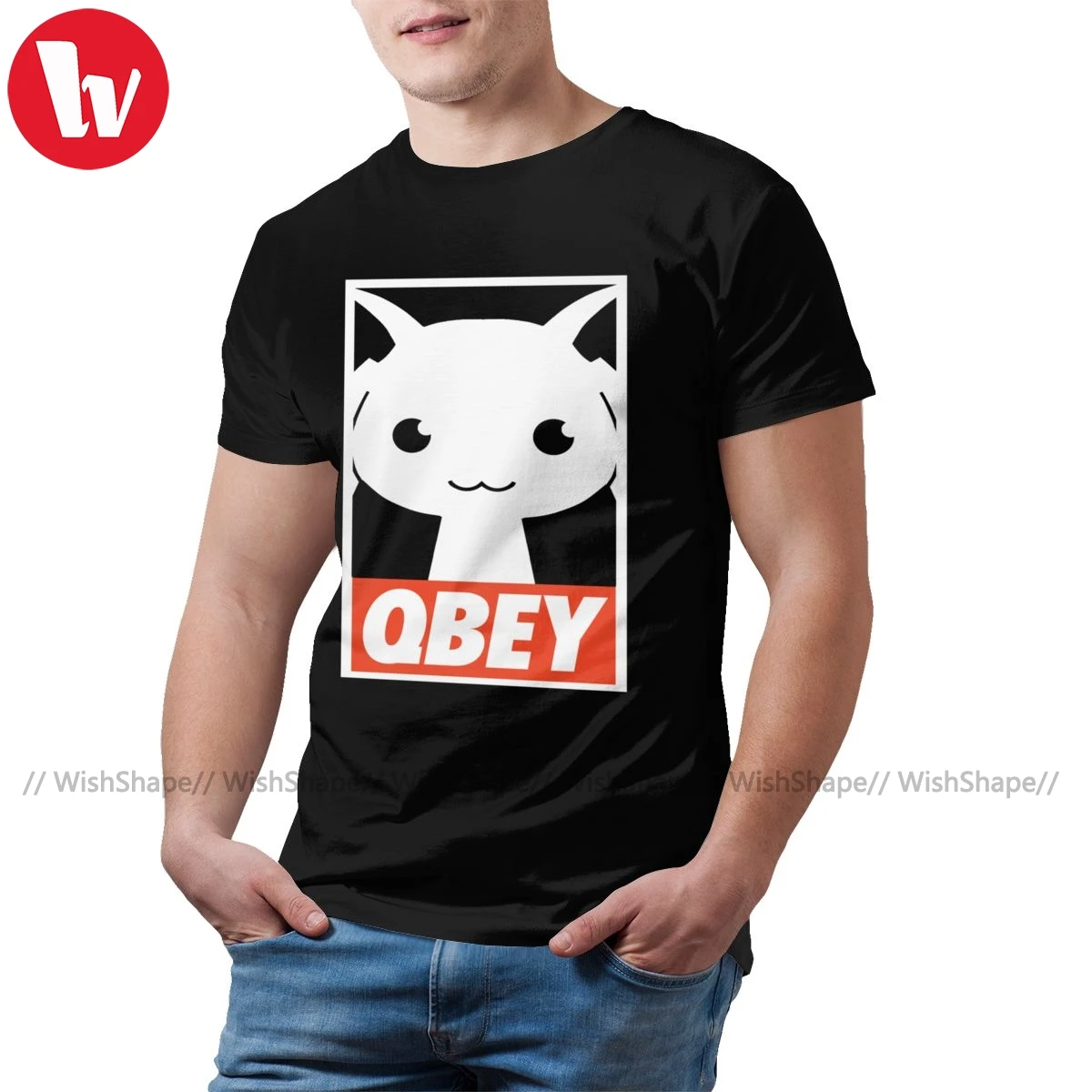 

Футболка Madoka Magica, футболка Qbey, 100% хлопок, футболка с принтом, с короткими рукавами, мужская летняя забавная футболка