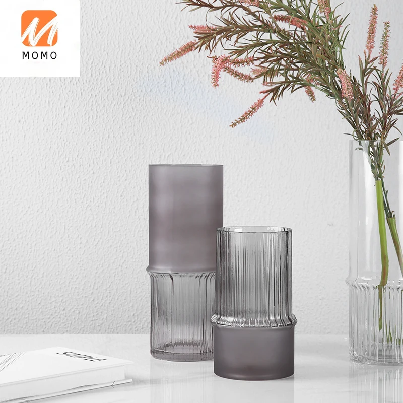

Light Luxury Frosted Transparent Glass Vase Modern Minimalist Art Dried Flower Decorative Ornament Home Living Room Dining