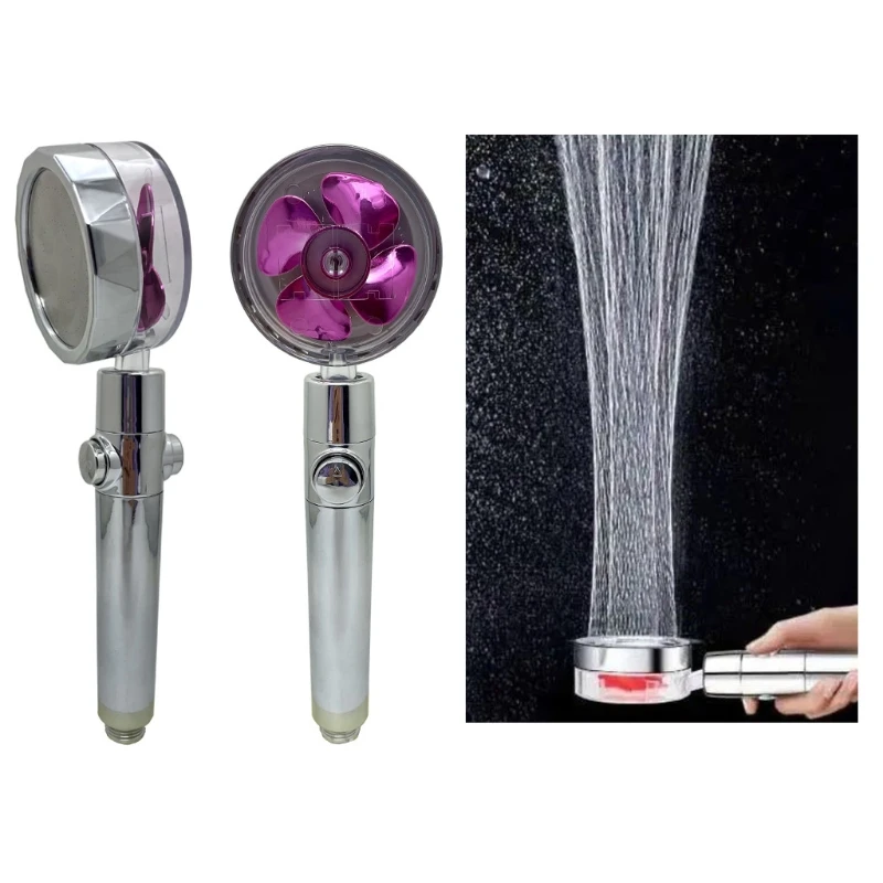 

Household Transparent Shower Head Bathroom High Pressure Handheld Shower with On/Off Pause Switch Universal 4-Point Port