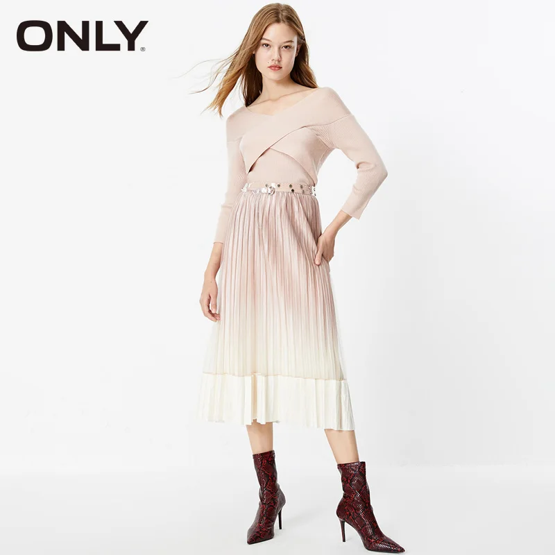 

ONLY Autumn Winter Velvet Gradient Two-piece Knitted Dress Women|119346501
