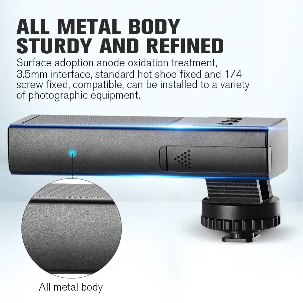 RYH Aluminum Alloy Camera Microphone Condenser Recording 3.5mm MIC For DSLR Canon Nikon Sony Vlog Microfone | Электроника
