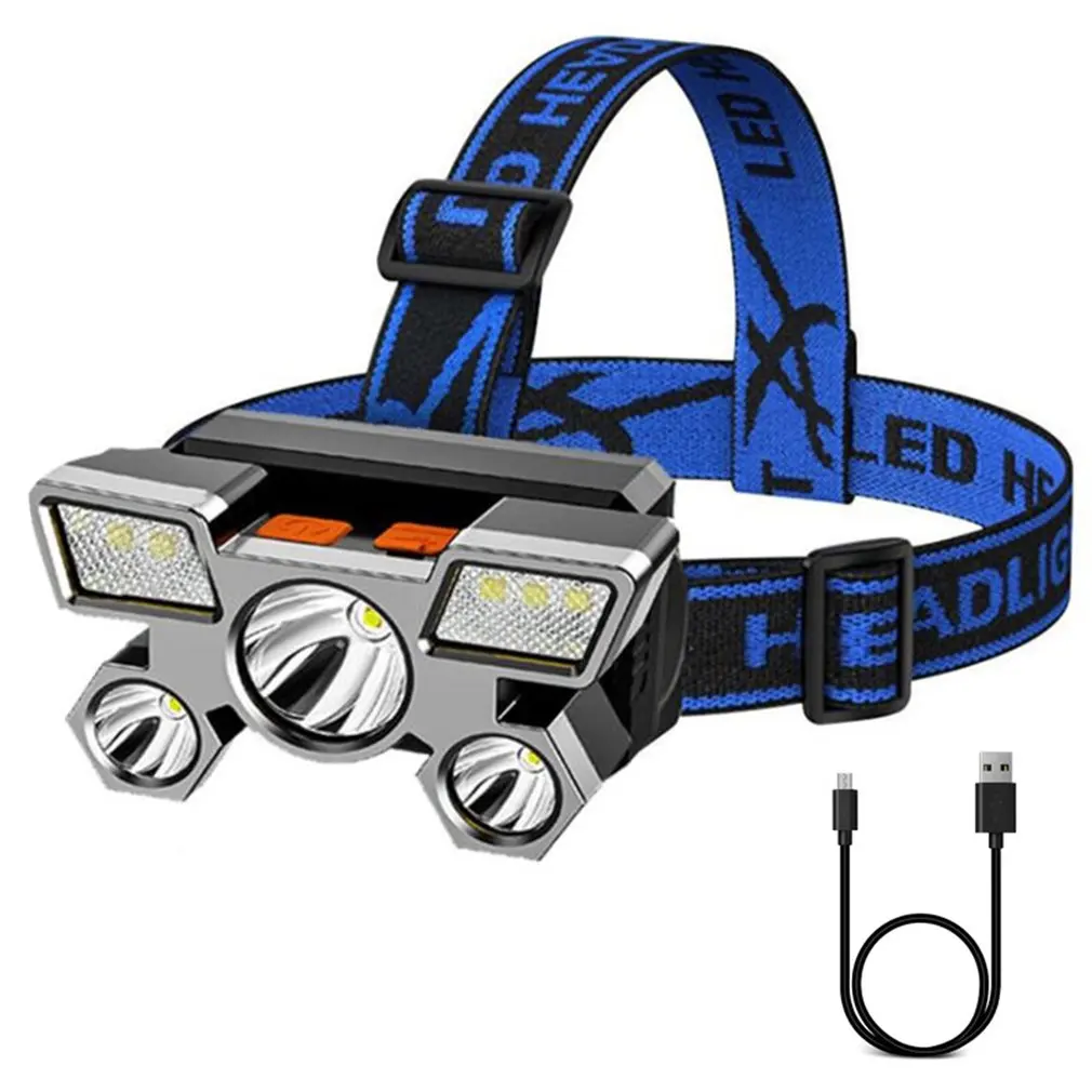 

2021 New 5LED With Built-in18650 Battery USB Rechargeable Portable Flashlight Lantern Headlamp Outdoor Camping Fishing Headlamp