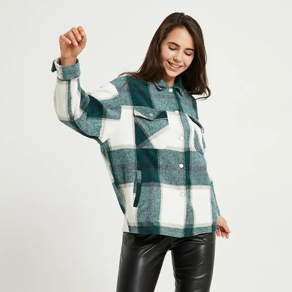 Wixra Women's Plaid Coat Jacket Loose High Quality Warm Overcoat Streetwear Fashion Casual Coats 2020 Autumn New | Женская одежда