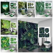 Bathroom Shower Curtain Green Tropical Plant Leaves Bamboo Printed For Bath Anti-Slip Mat Sets Toilet Cover Kitchen Carpet Bathroom Shower Curtain Green Tropical Plant Leaves Bamboo Printed For Bath Anti-Slip Mat Sets Toilet Cover Kitchen Carpet