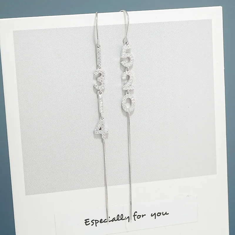 

Trendy fashion super fairy personality S925 silver anti-lost long section 1314520 tassel earrings exquisite gift for women
