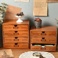 vintage wooden box storage drawer wooden chest of drawers jewelry cosmetics organizer office home decoration desktop storage box